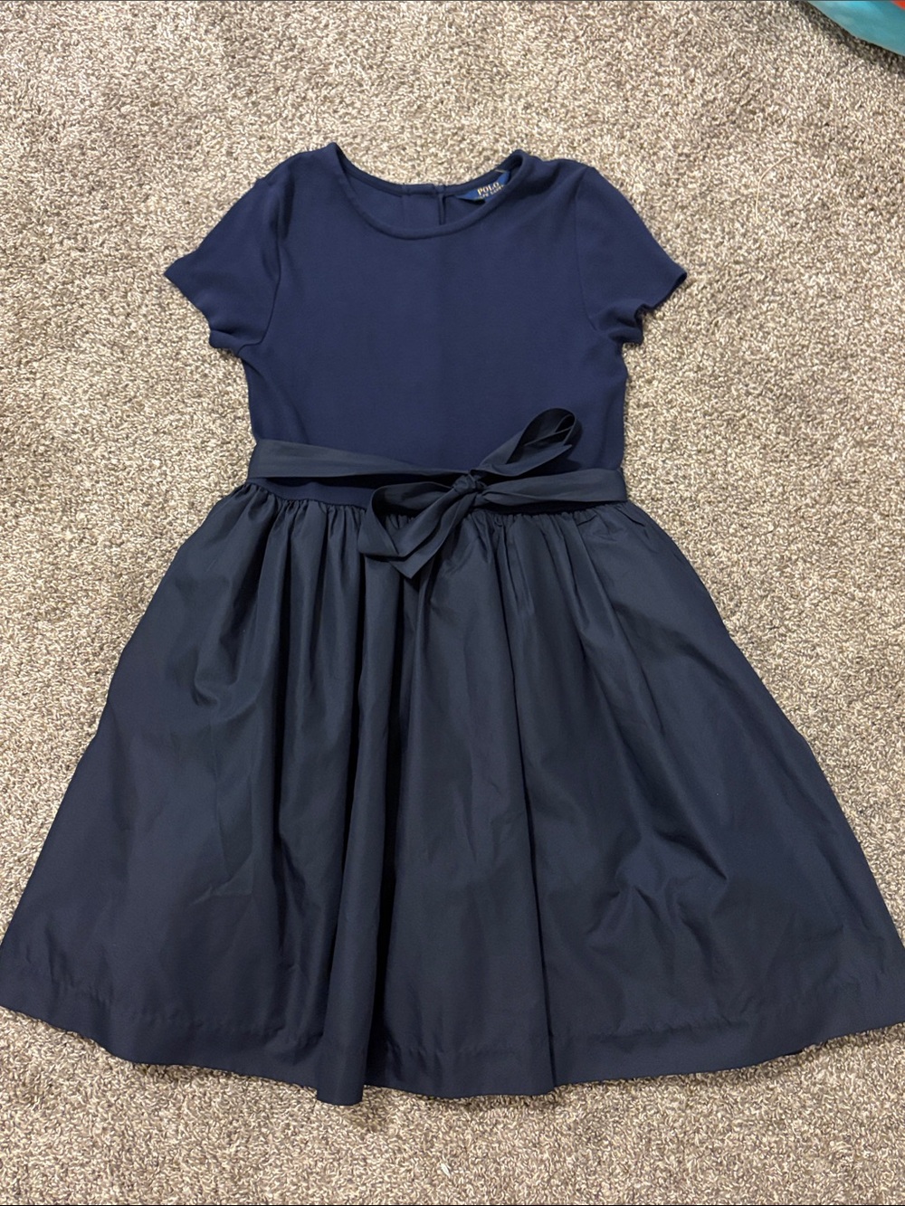 Polo by Ralph Lauren Navy Short-Sleeve Bow-Waist Dress
